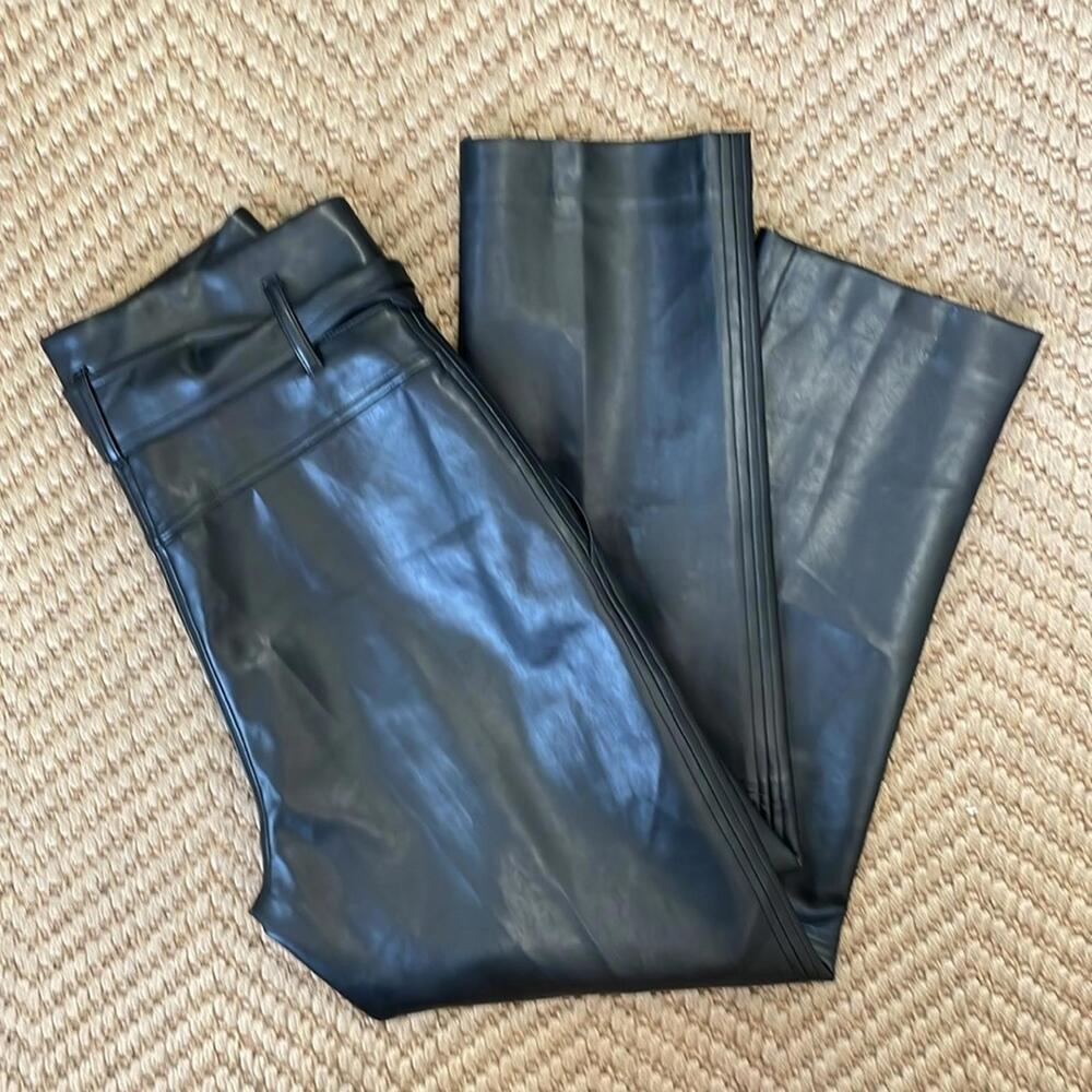 Aritzia - Wilfred - Tie Front Faux Leather Tapered Pants - Black - 8